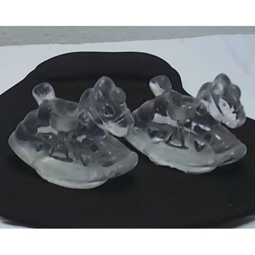 Vintage Glass Rocking Horse Candle Holders Clear Decorative Set Of 2 - 3x1x2"